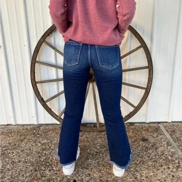 KanCan Quinn Mid Rise Ankle Flare Jeans Raw/Split/Frayed hem size 29 - Picture 10 of 11